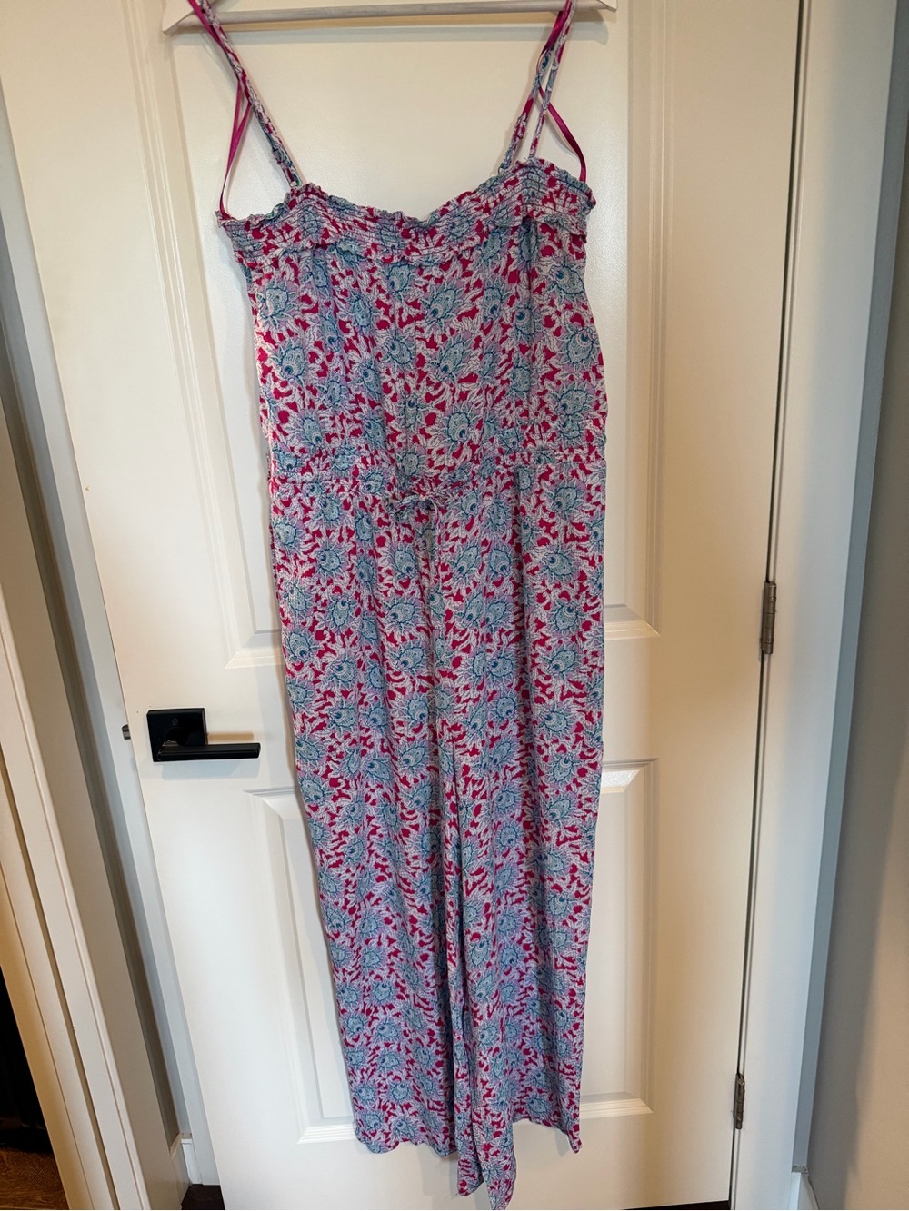 LOFT Floral Print Pink & Blue Women's Jumpsuit Size Large